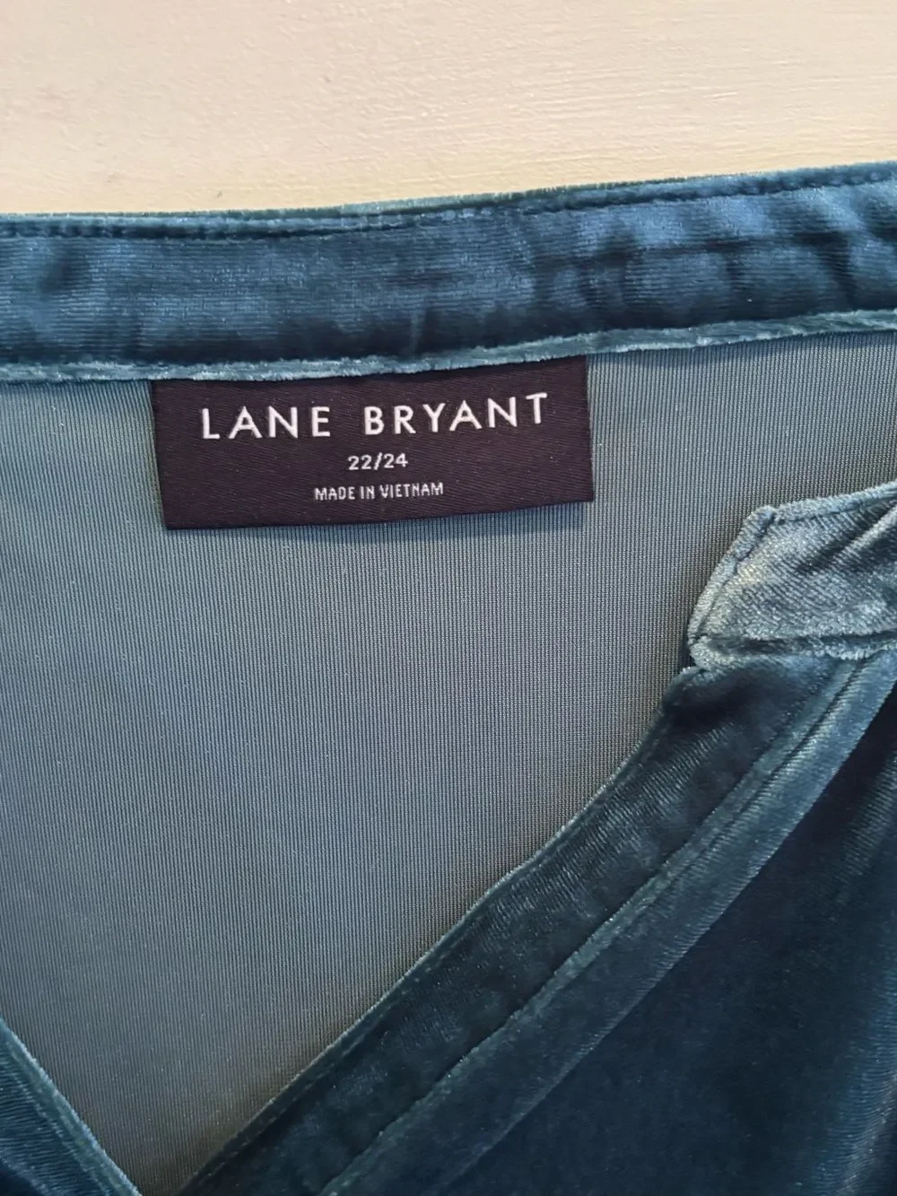 Lane Bryant Teal Velvet V-Neck Short Sleeve Blouse